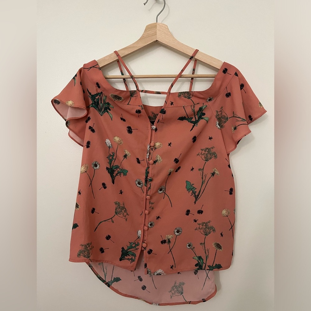Express Flower Print Cold Shoulder tank top